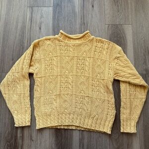 Vintage LL Bean Women’s Textured Knit Sweater - Yellow size Medium
